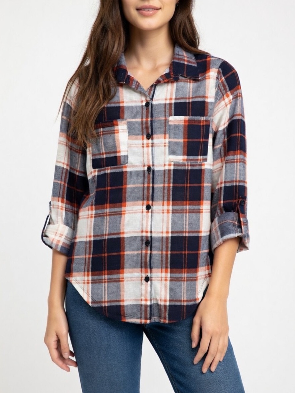 Plaid Button-Up Shirt sz S